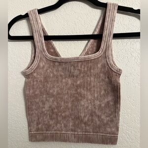 Zenana Reversible Ribbed Seamless Brami Tank Brown Square Neck / V-Neck S/M
